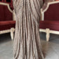 Bronze Sequin Draped Saree Gown with Embellished Blouse