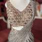 Bronze Sequin Draped Saree Gown with Embellished Blouse