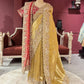 Golden Designer Saree with Paisley Embroidery With Dupatta