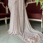 Rose Gold Sequin Designer Saree Gown with Floral Embroidery