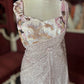 Rose Gold Sequin Designer Saree Gown with Floral Embroidery