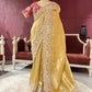 Golden Designer Saree with Paisley Embroidery With Dupatta