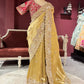 Golden Designer Saree with Paisley Embroidery With Dupatta