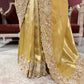 Golden Designer Saree with Paisley Embroidery With Dupatta