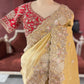 Golden Designer Saree with Paisley Embroidery With Dupatta