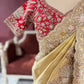 Golden Designer Saree with Paisley Embroidery With Dupatta