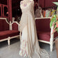 Champagne Sequin Designer Saree Gown with Embellished Blouse