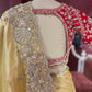 Golden Designer Saree with Paisley Embroidery With Dupatta