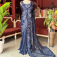 Navy Blue Sequin Designer Saree with Floral Embroidery
