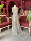 Golden Sequin Designer Saree Gown with Embellished Blouse