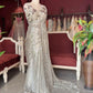Golden Sequin Designer Saree Gown with Embellished Blouse