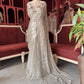 Golden Sequin Designer Saree Gown with Embellished Blouse