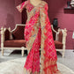 Khaddi Geotgette Saree With Elephant and Peacock Motifs