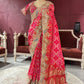 Khaddi Geotgette Saree With Elephant and Peacock Motifs