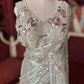 Golden Sequin Designer Saree Gown with Embellished Blouse