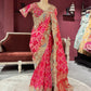 Khaddi Geotgette Saree With Elephant and Peacock Motifs