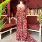 Wine Floral Draped Saree with Embellished Designer Blouse