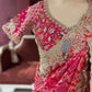 Khaddi Geotgette Saree With Elephant and Peacock Motifs