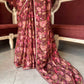 Wine Floral Draped Saree with Embellished Designer Blouse