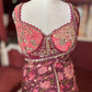 Wine Floral Draped Saree with Embellished Designer Blouse