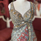 Rust & Ivory Printed Saree with Embellished Designer Border