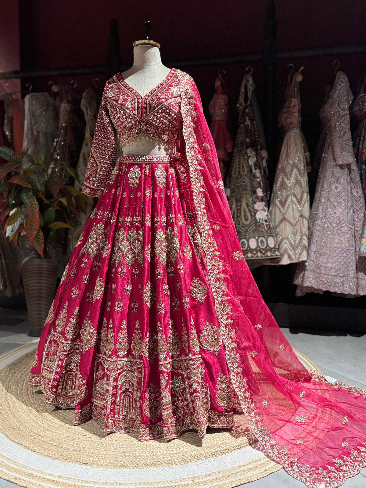 Rani Pink Designer Lehenga with Heavy Gold Embroidery