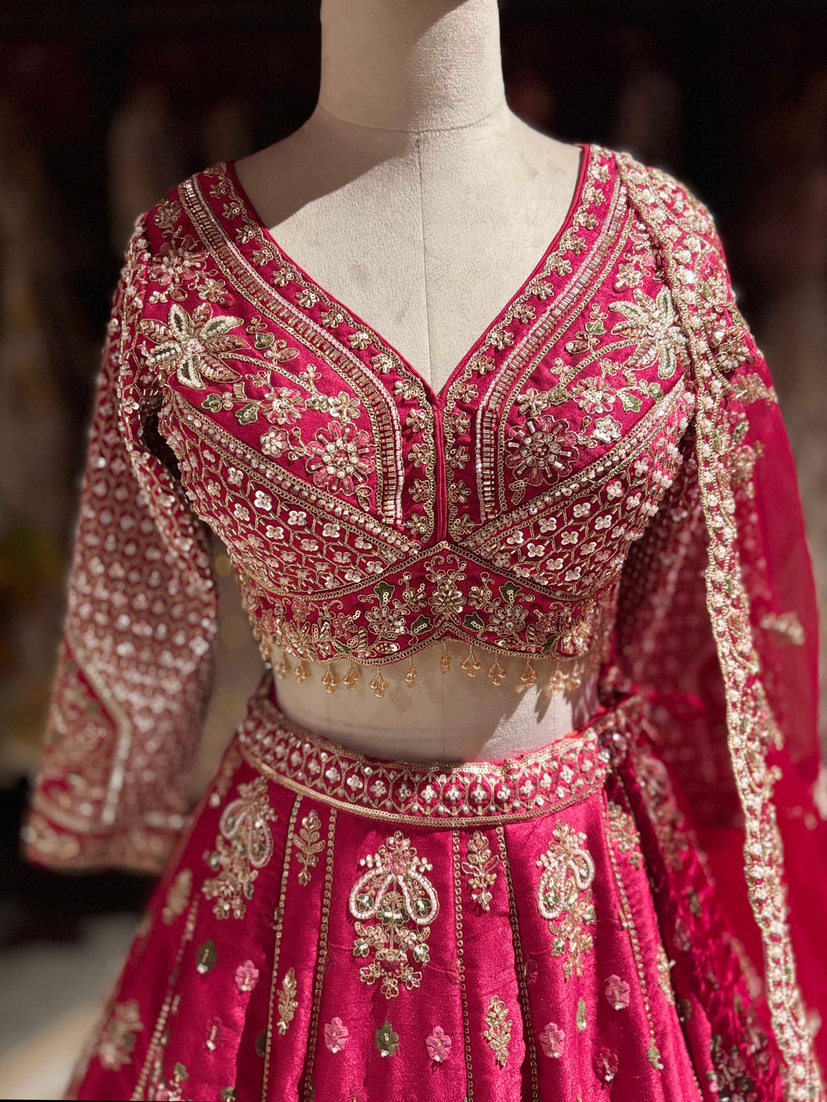 Rani Pink Designer Lehenga with Heavy Gold Embroidery
