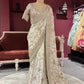 Tissue Silk Designer Saree with Pastel Floral Embroidery