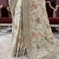 Tissue Silk Designer Saree with Pastel Floral Embroidery