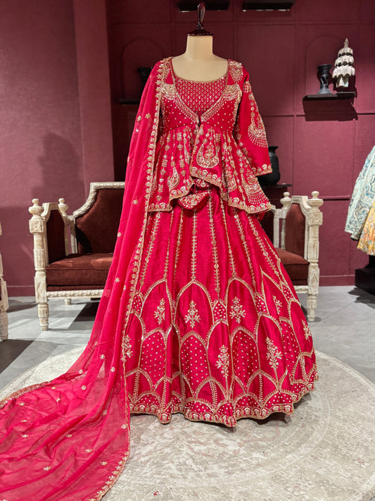 Rani Colour Silk Designer Lehenga With Jacket
