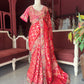 Red Silk Saree with Heavy Embroidered Designer Border