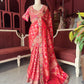 Red Silk Saree with Heavy Embroidered Designer Border