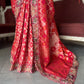 Red Silk Saree with Heavy Embroidered Designer Border