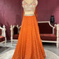 Designer Chinon Orange Lehenga with Embroidered Sleeveless Blouse