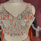 Designer Chinon Orange Lehenga with Embroidered Sleeveless Blouse
