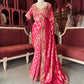 Rani Pink Silk Saree with Heavy Embroidered Designer Border