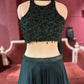 Dark Green Lehenga with Beaded Embroidered Crop Top