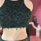 Dark Green Lehenga with Beaded Embroidered Crop Top