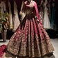 Wine Maroon Bridal Lehenga with Heavy Gold Embroidery & Dupatta