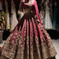 Wine Maroon Bridal Lehenga with Heavy Gold Embroidery & Dupatta