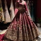 Wine Maroon Bridal Lehenga with Heavy Gold Embroidery & Dupatta
