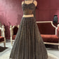 Mouse Colour Embellished Lehenga with Sequined Crop Top