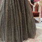 Mouse Colour Embellished Lehenga with Sequined Crop Top