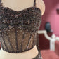 Mouse Colour Embellished Lehenga with Sequined Crop Top