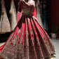 Deep Red Bridal Lehenga with Heavy Gold Embroidery & Dupatta