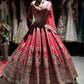 Deep Red Bridal Lehenga with Heavy Gold Embroidery & Dupatta
