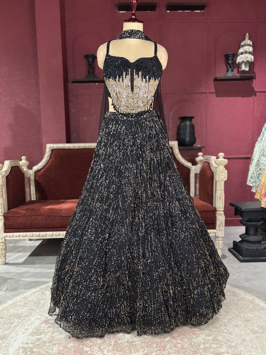 Grand Black Colour Designer Radiant Sequin Detailing Lehenga