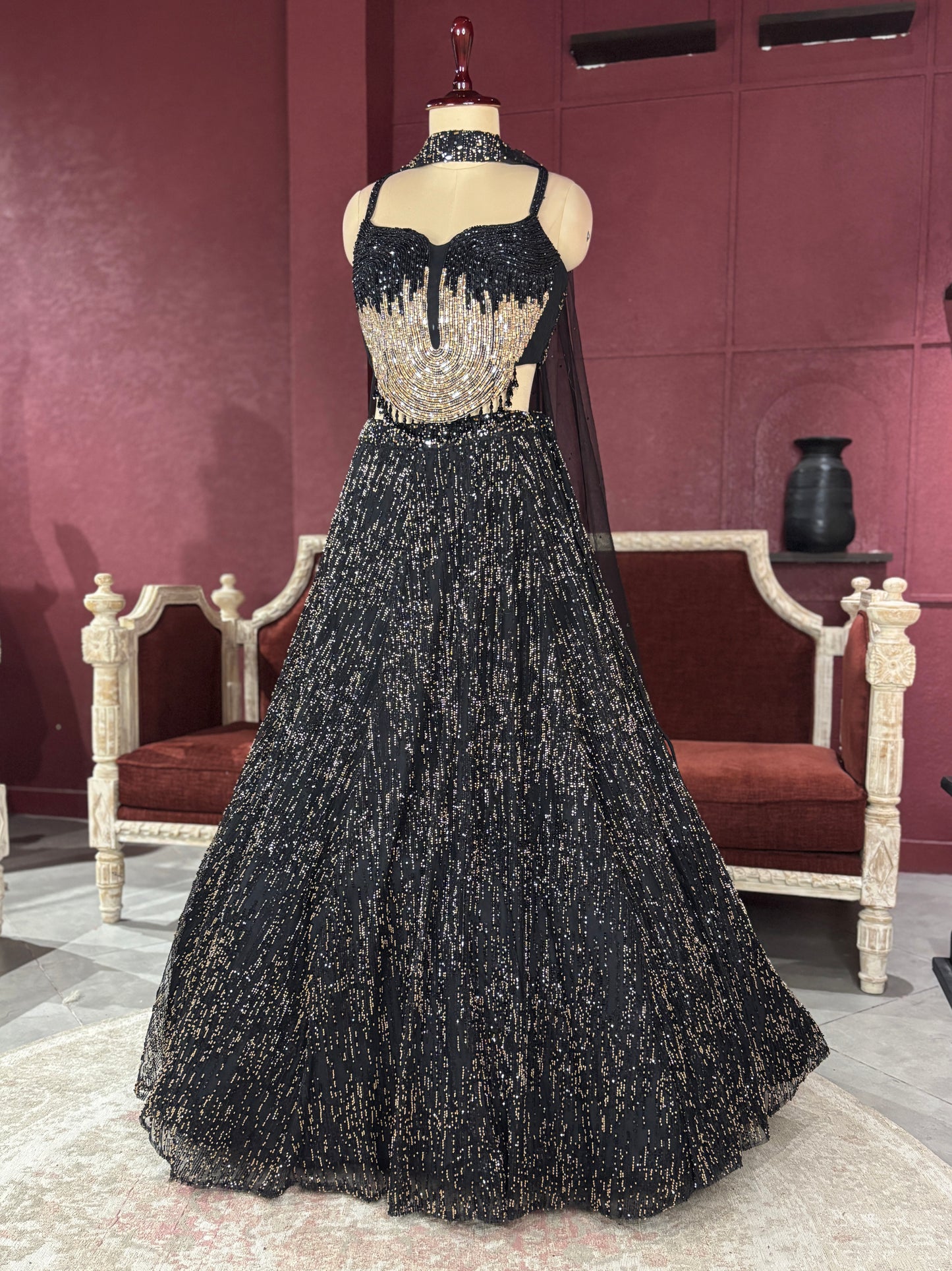 Grand Black Colour Designer Radiant Sequin Detailing Lehenga