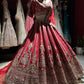 Deep Red Bridal Lehenga with Heavy Gold Embroidery & Dupatta