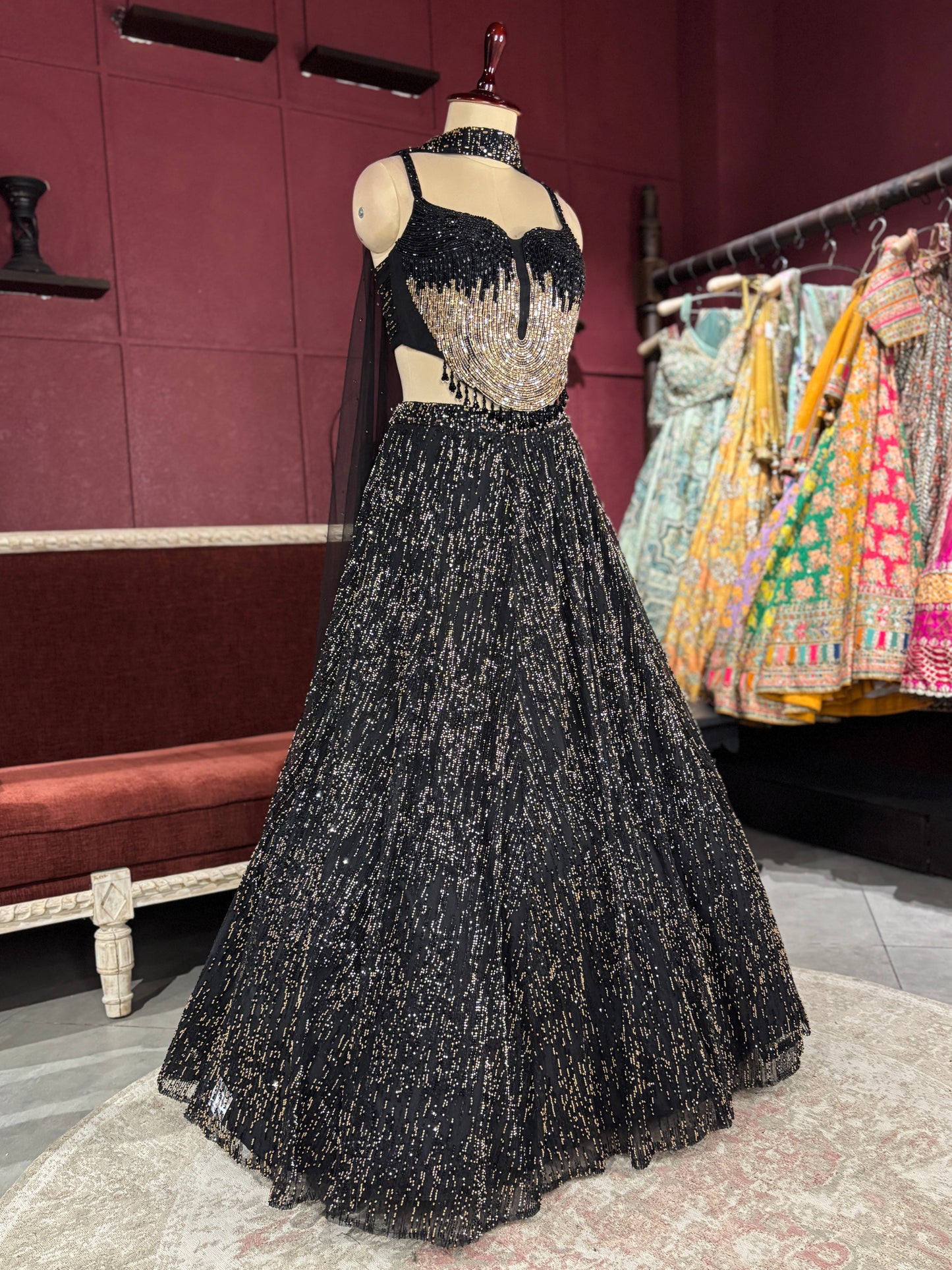 Grand Black Colour Designer Radiant Sequin Detailing Lehenga